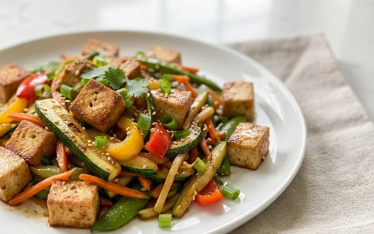 Zucchini Stir Fry With Tofu (Vegan)