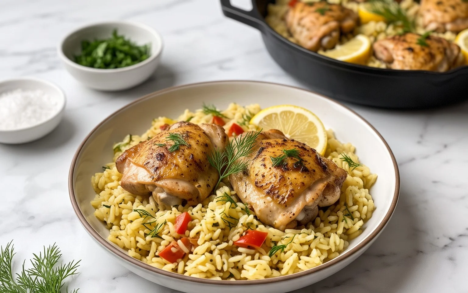 Greek Chicken and Lemon Rice (30 Minutes, One-Pot)