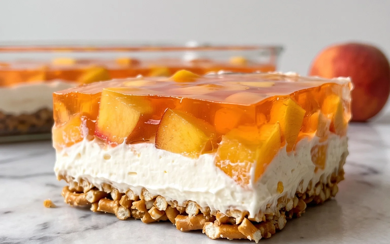 Peach Pretzel Salad Dessert
