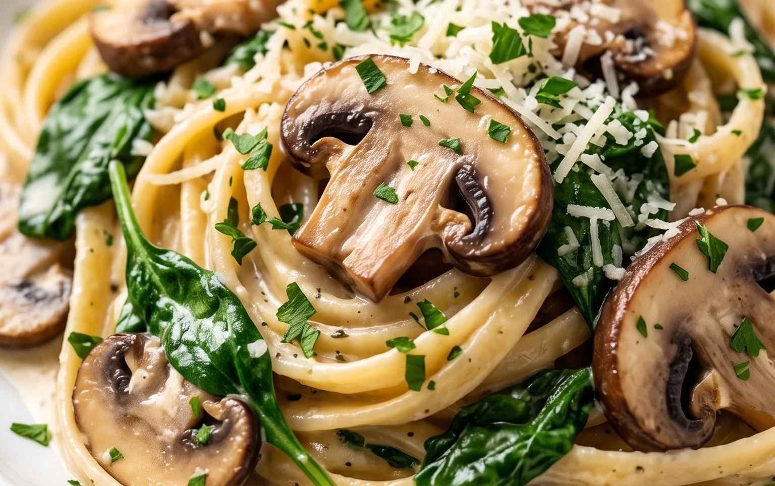 Parmesan Spinach Mushroom Pasta Skillet