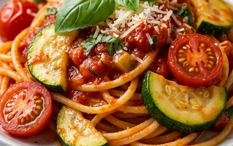 Healthy Tomato Zucchini Pasta