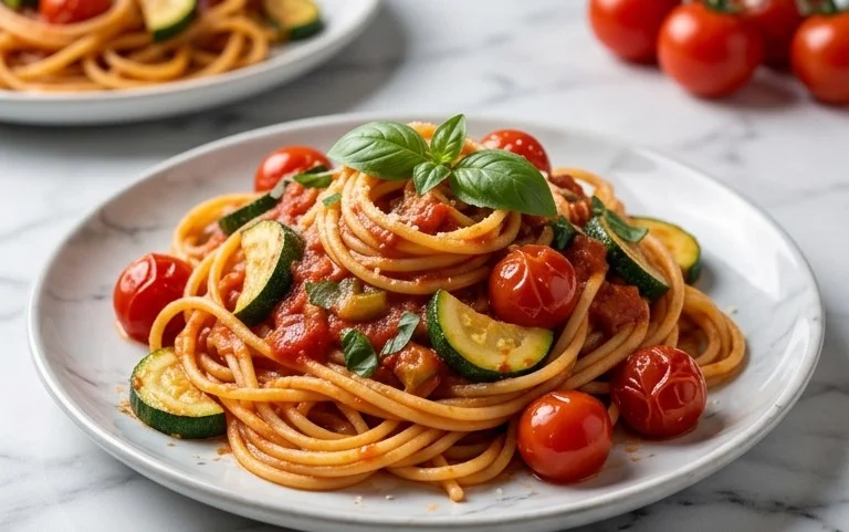 Healthy Tomato Zucchini Pasta