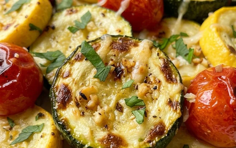Roasted Garlic-Parmesan Zucchini, Squash and Tomatoes